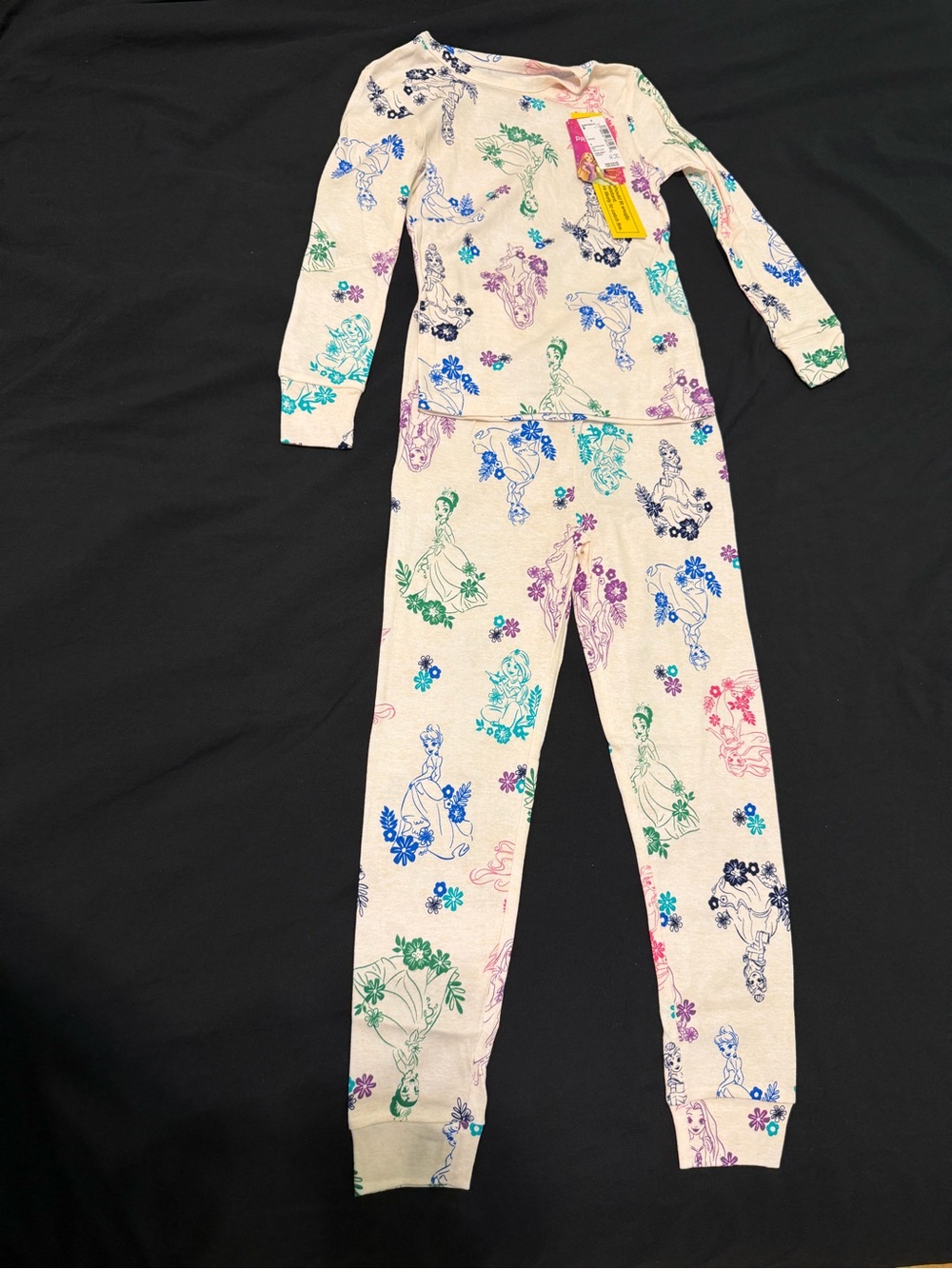 Kids Pink Princess Print One-Piece Pajama Set